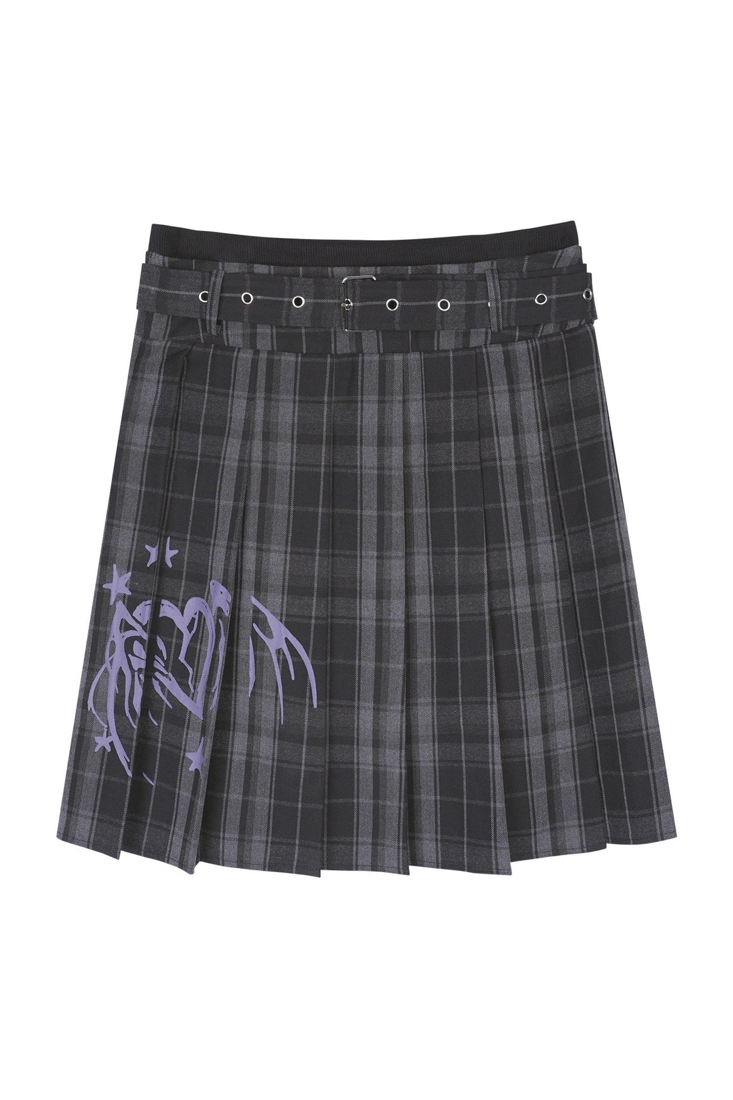 Graffiti Double Waist Pleated Skirt