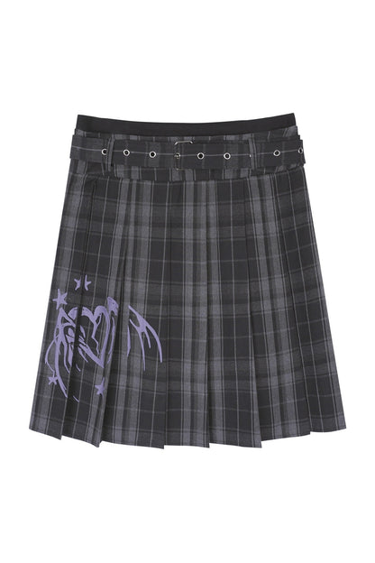 Graffiti Double Waist Pleated Skirt
