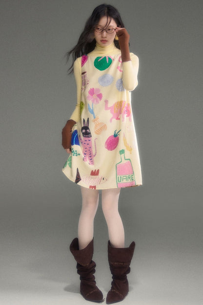 Wool Blend Color-Block Knit Top