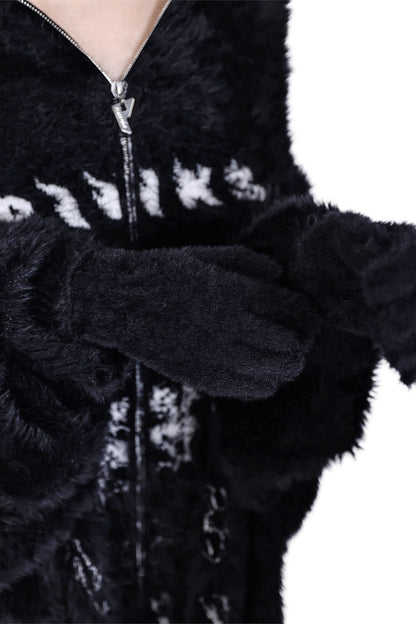 Reversible Mink Fur Hooded Gloves Jacket