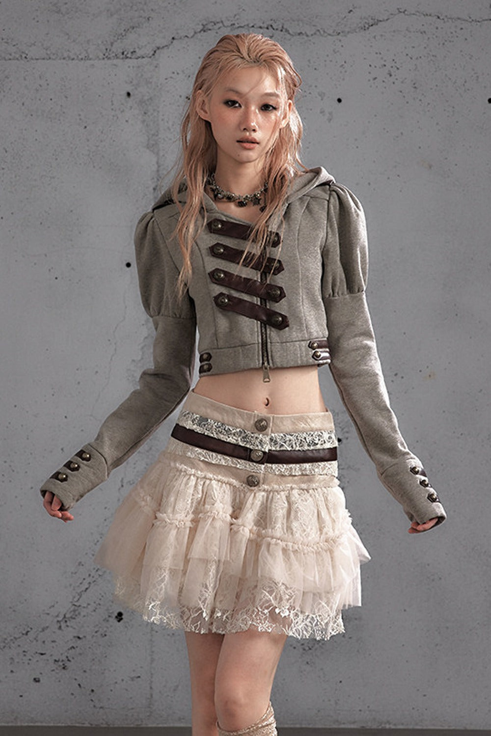 Napoleon Hooded Puff-Sleeve Sweatshirt