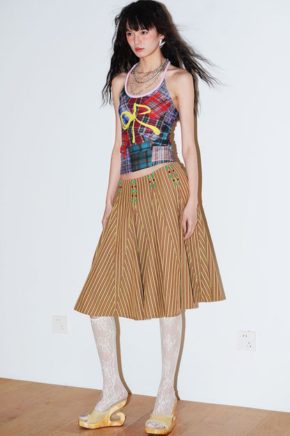 Retro Striped A-Line Skirt