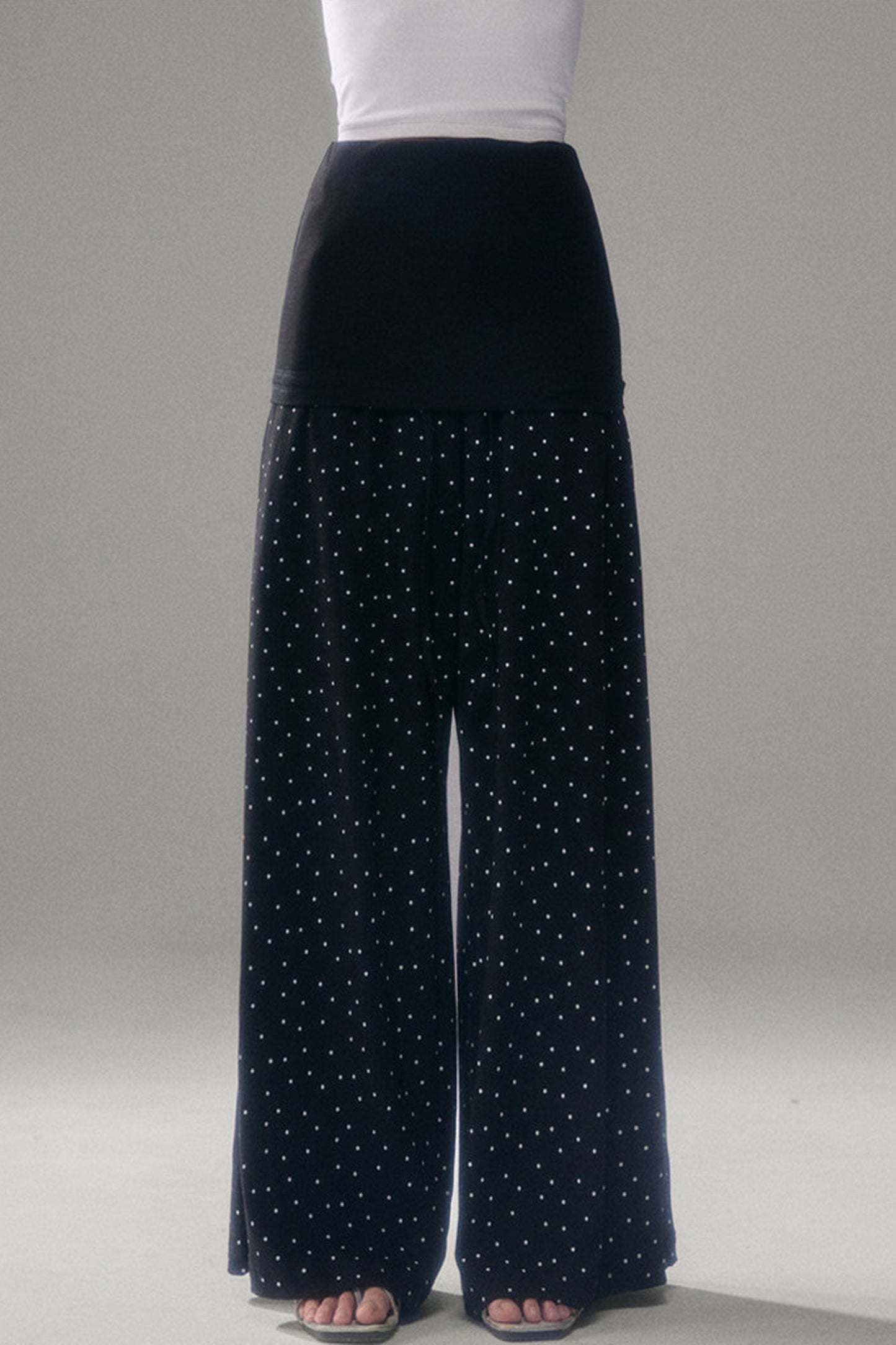 Retro Polka Dot Foldable Strapless Wide Leg Trousers