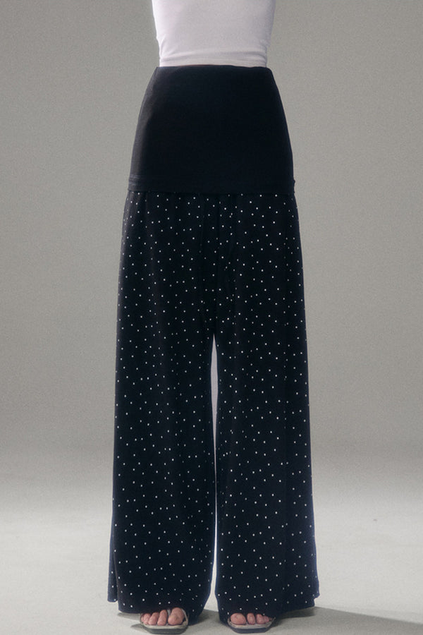 Retro Polka Dot Foldable Strapless Wide Leg Trousers