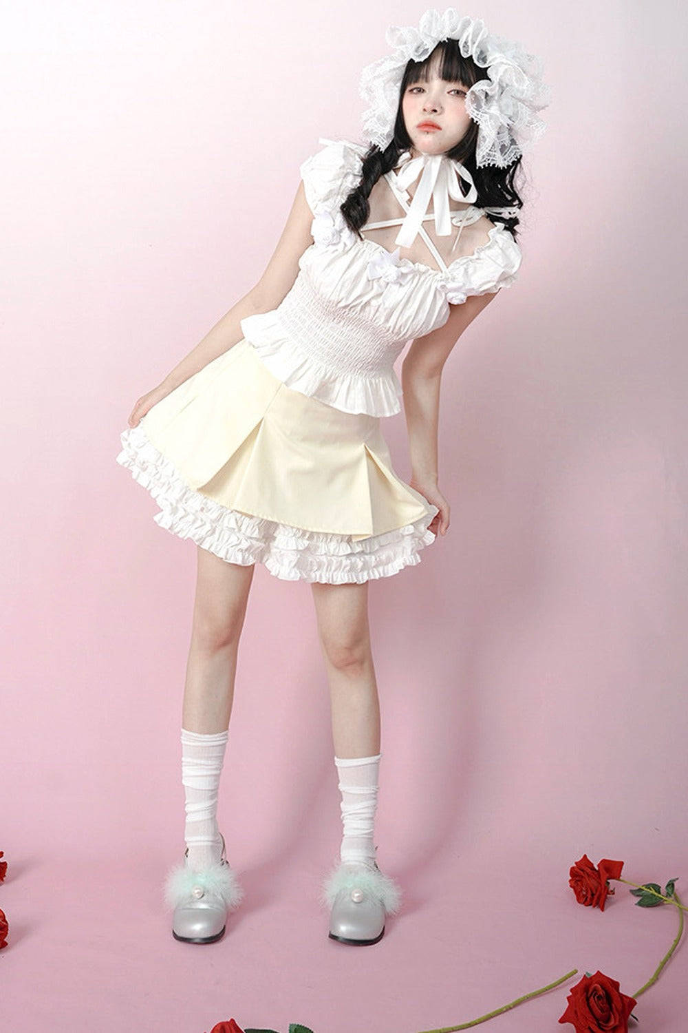 Heavenly Pleated Lace Skirt