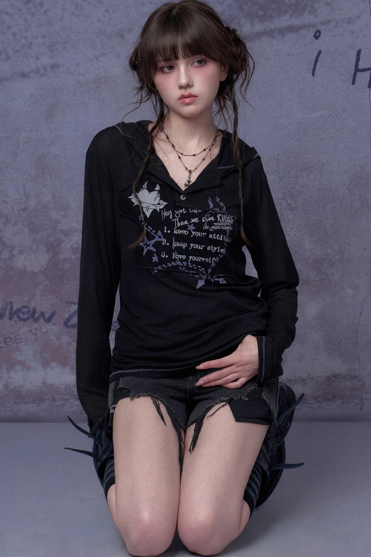 Dark Street Graffiti Mesh Hoodie
