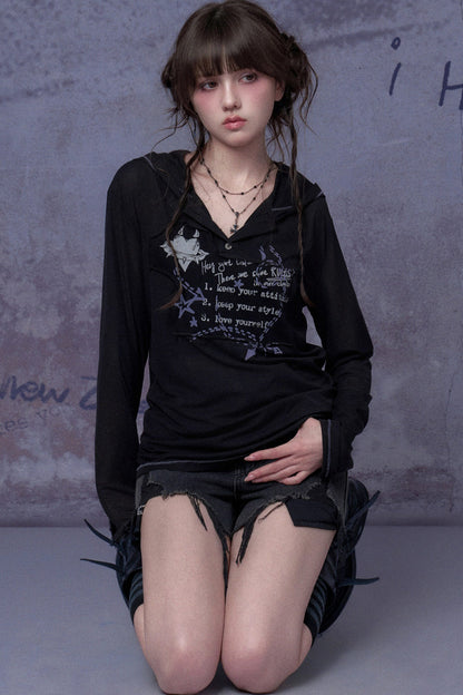 Dark Street Graffiti Mesh Hoodie