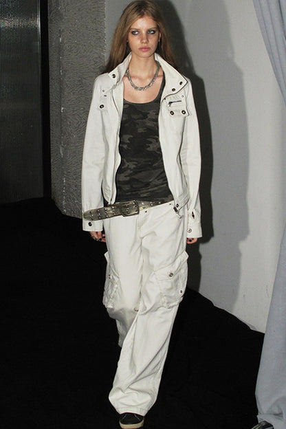 Tencel Cotton Color-Blocked Cargo Pants