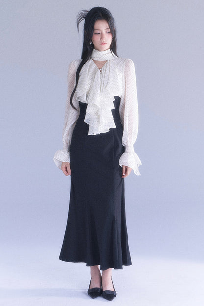 Polka High-Waisted Fishtail Dress