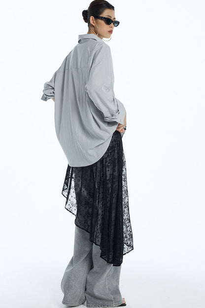 Sheer White Lace Side Ruffle Skirt