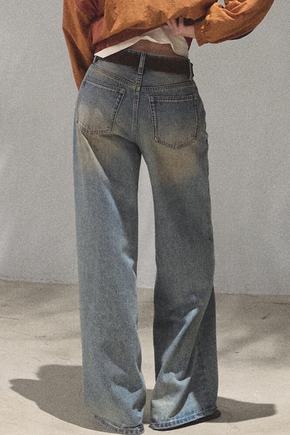 Vintage Hand-Painted Wide Leg Jeans Set