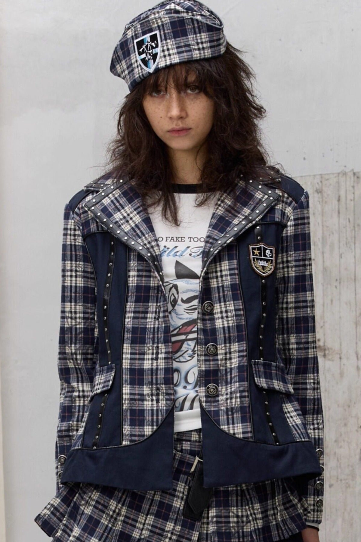 Punk Badge Plaid Jacket