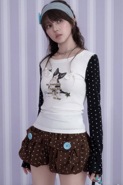 Corduroy Paw Print 3D Pocket Flower Shorts