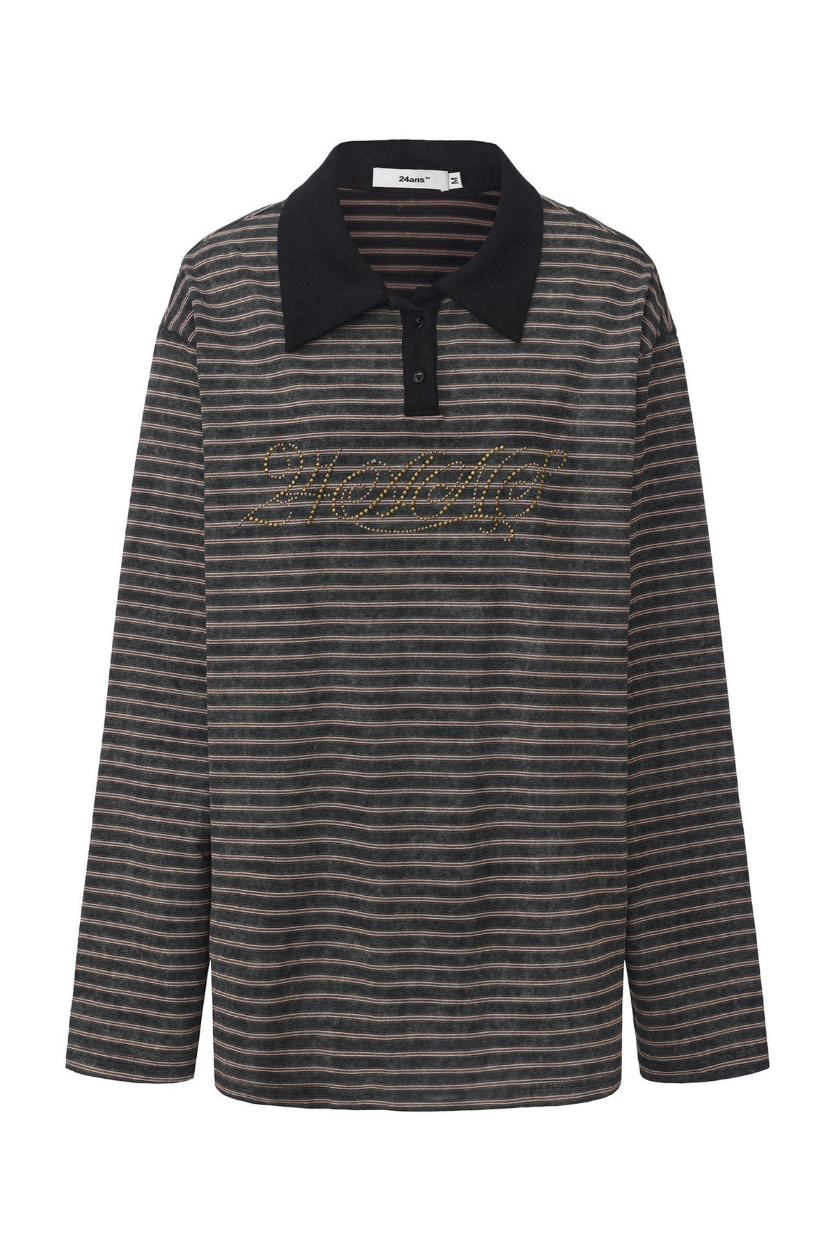 Color-Blocked Striped Rhinestone T-Shirt