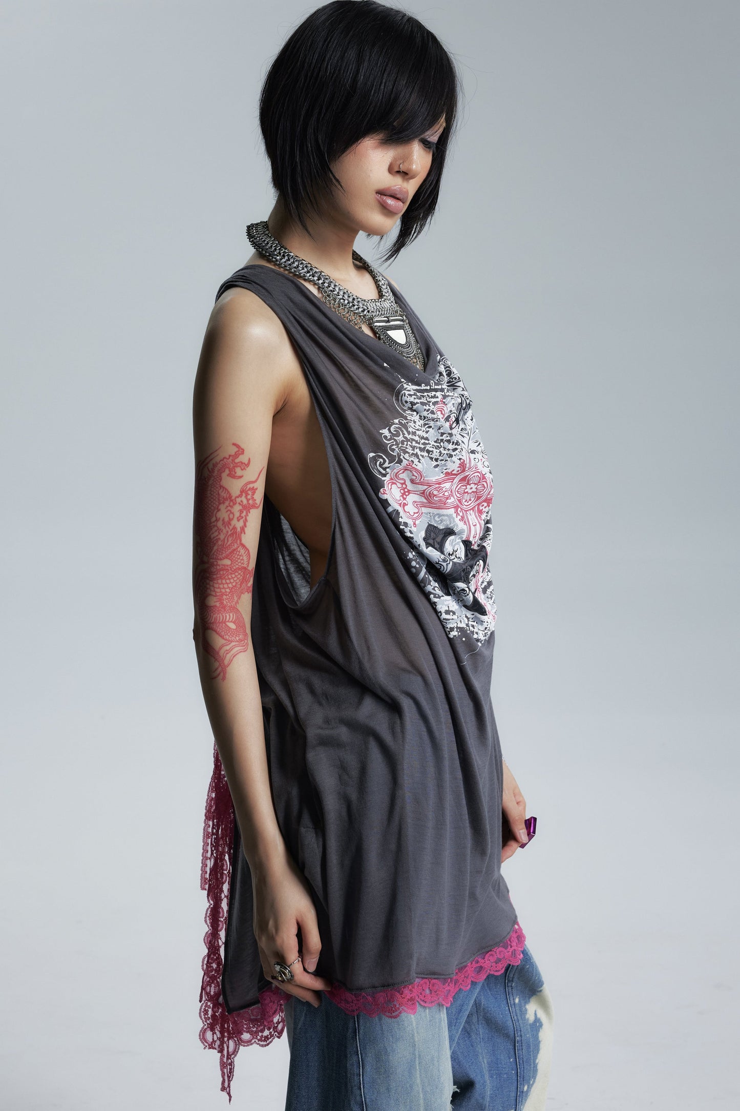 Transparent Swing Collar Camisole Top