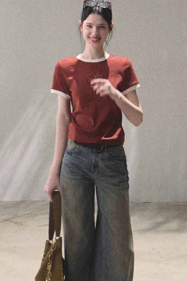 Color-Blocked Cotton Knit Top