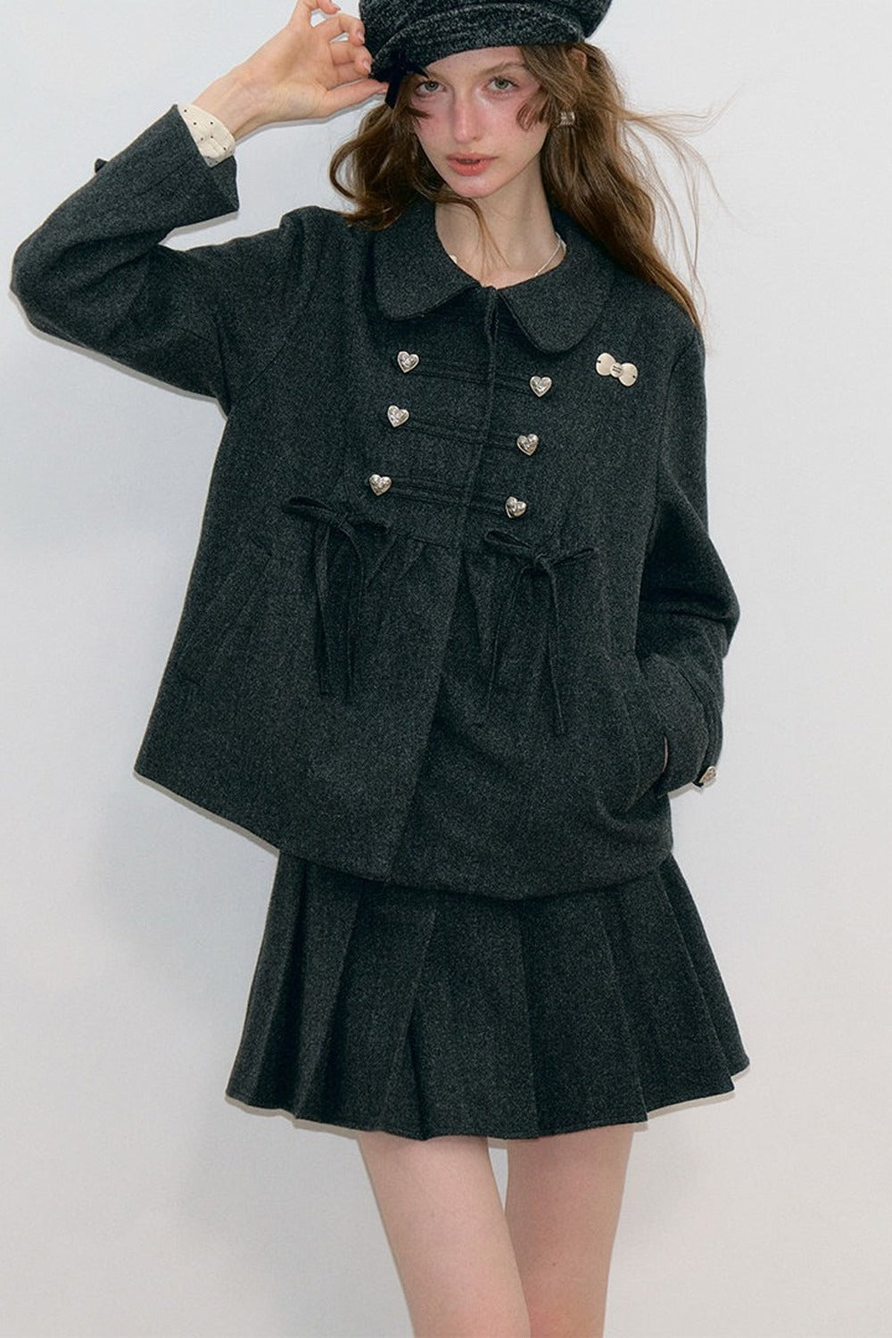 Doll Collar Bow Wool Coat