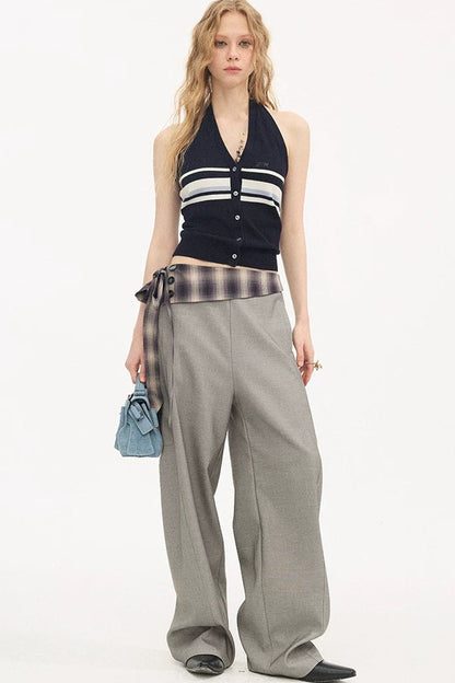 V-Neck Button Halter Vest