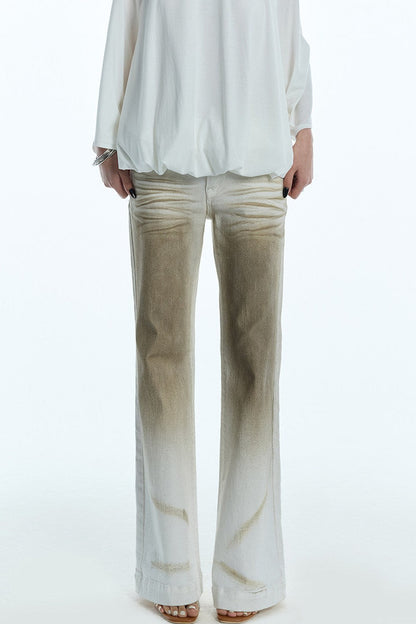 Distressed Gradient Low-Waist Jeans