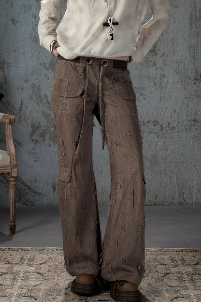 Light Ripped Straight Pants