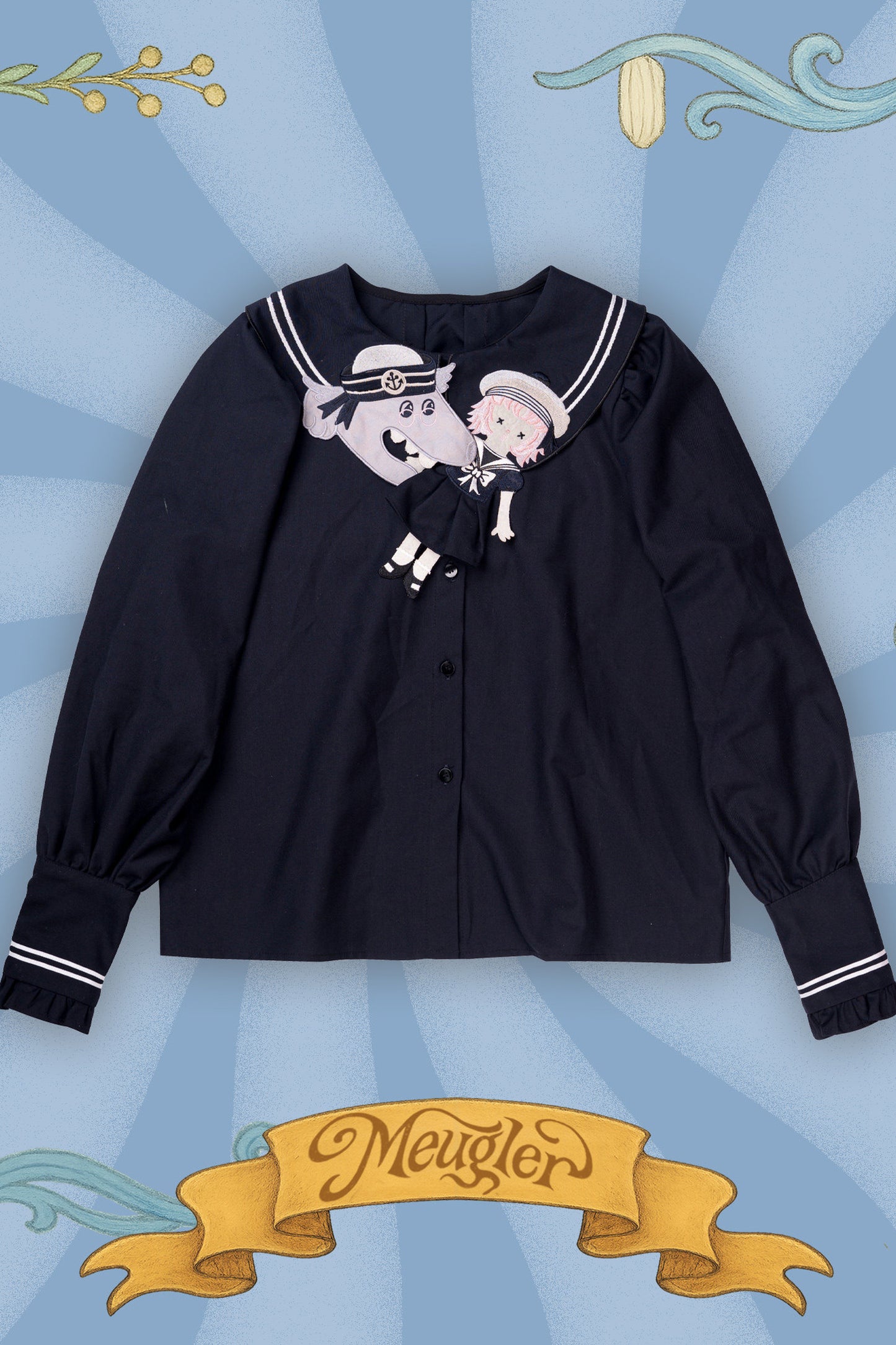 Fairy Tale Wolf Sailor Collar Shirt