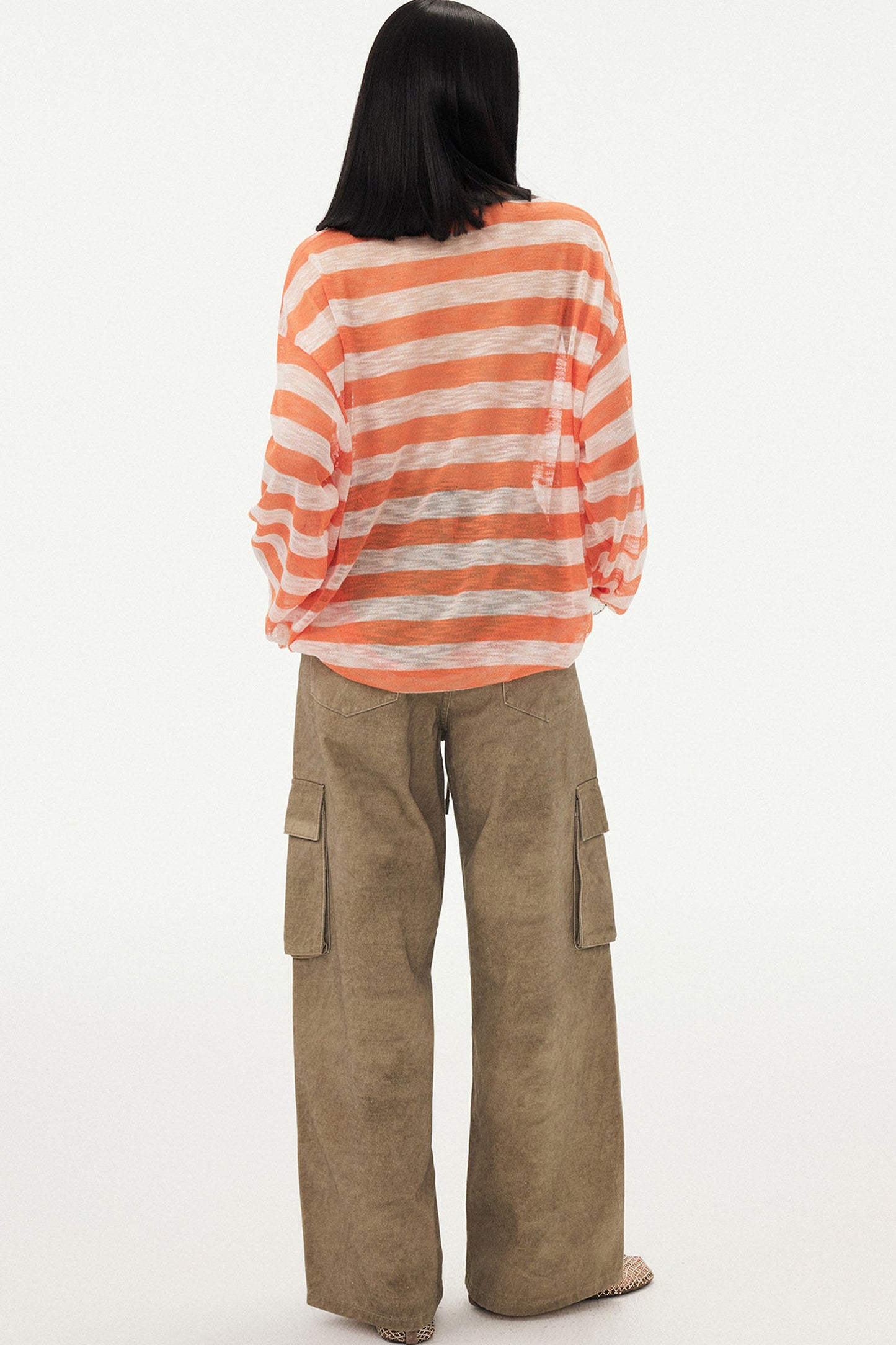 Knotted Heart Striped Knit Blouse