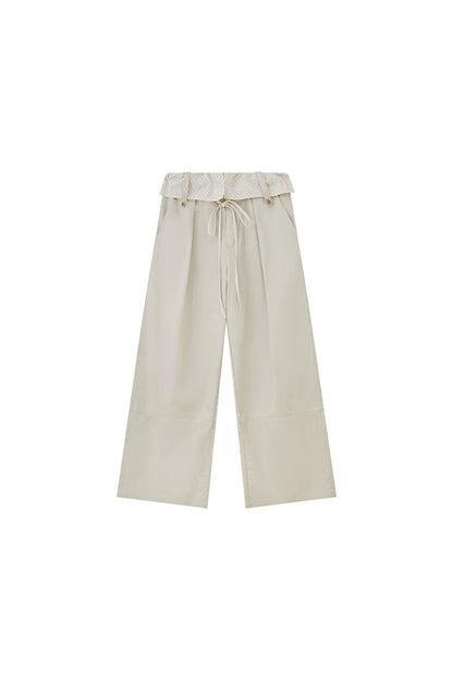 Striped Patchwork Straight-Leg Pants