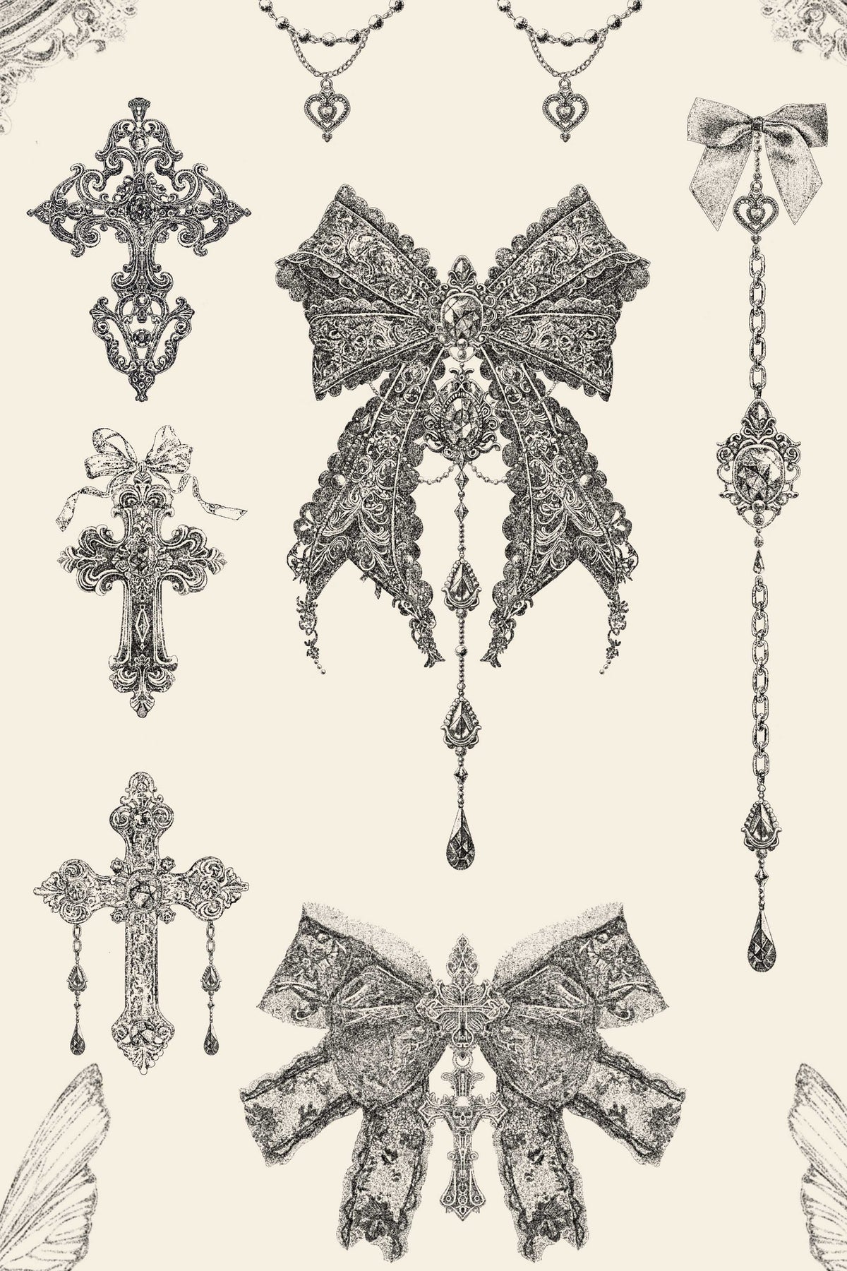 Gothic Bowknot Chain Tattoo Sticker