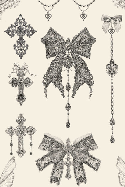 Gothic Bowknot Chain Tattoo Sticker