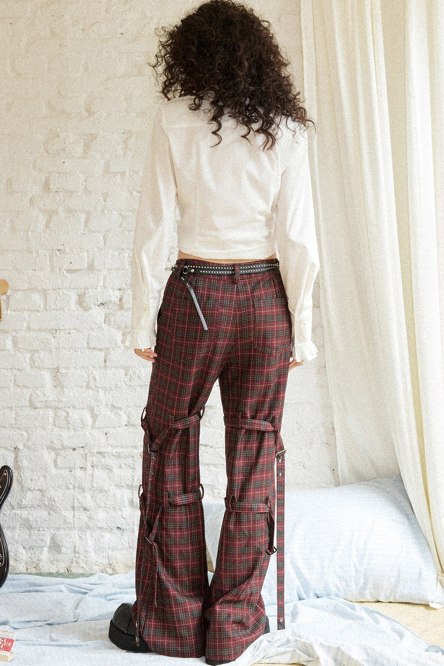 Plaid Punk Flare Trousers Set-Up