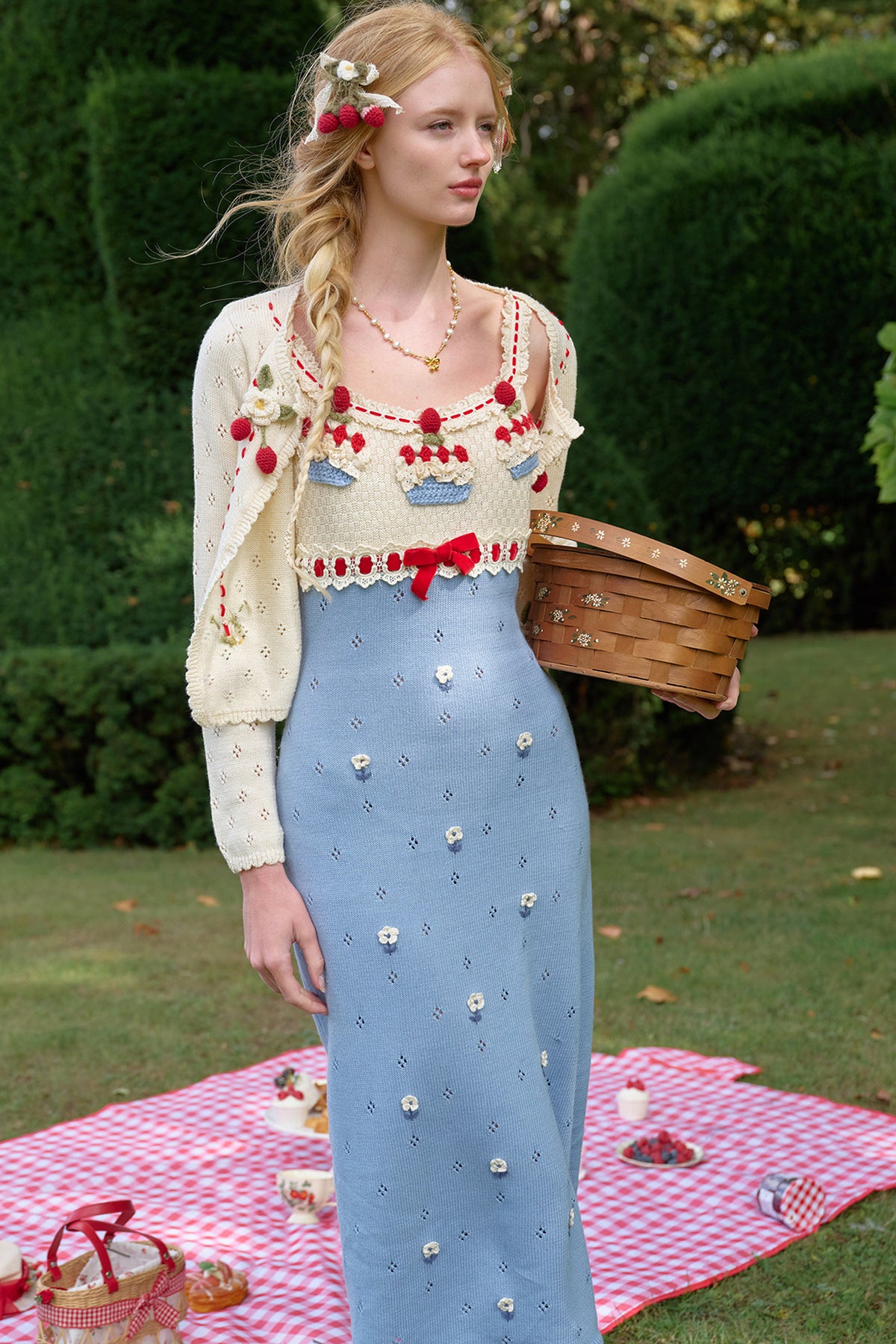 Christmas Berry Knitted Cardigan and Dress Set-Up