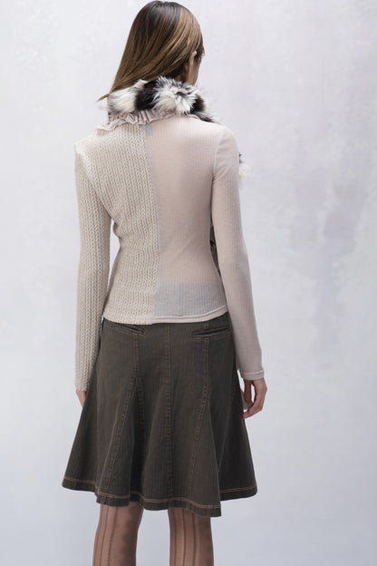 Ruffle Ribbon Knit Top