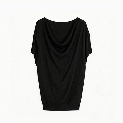 Black Tencel Drape Knitted Top