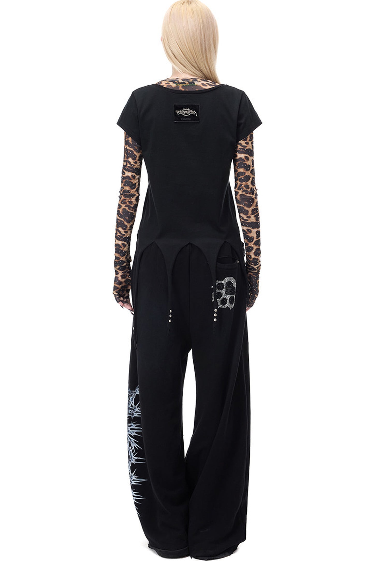 Leopard Rhinestone Embroidered Top