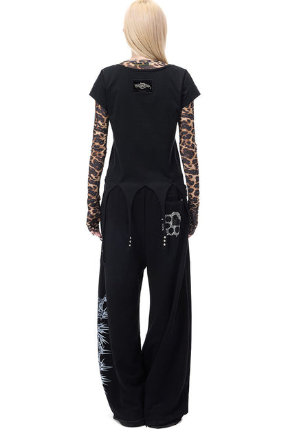 Leopard Rhinestone Embroidered Top