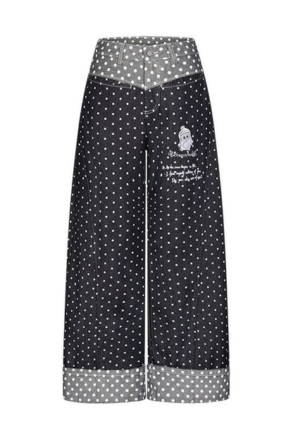 Embroidery Polka Dot Jeans