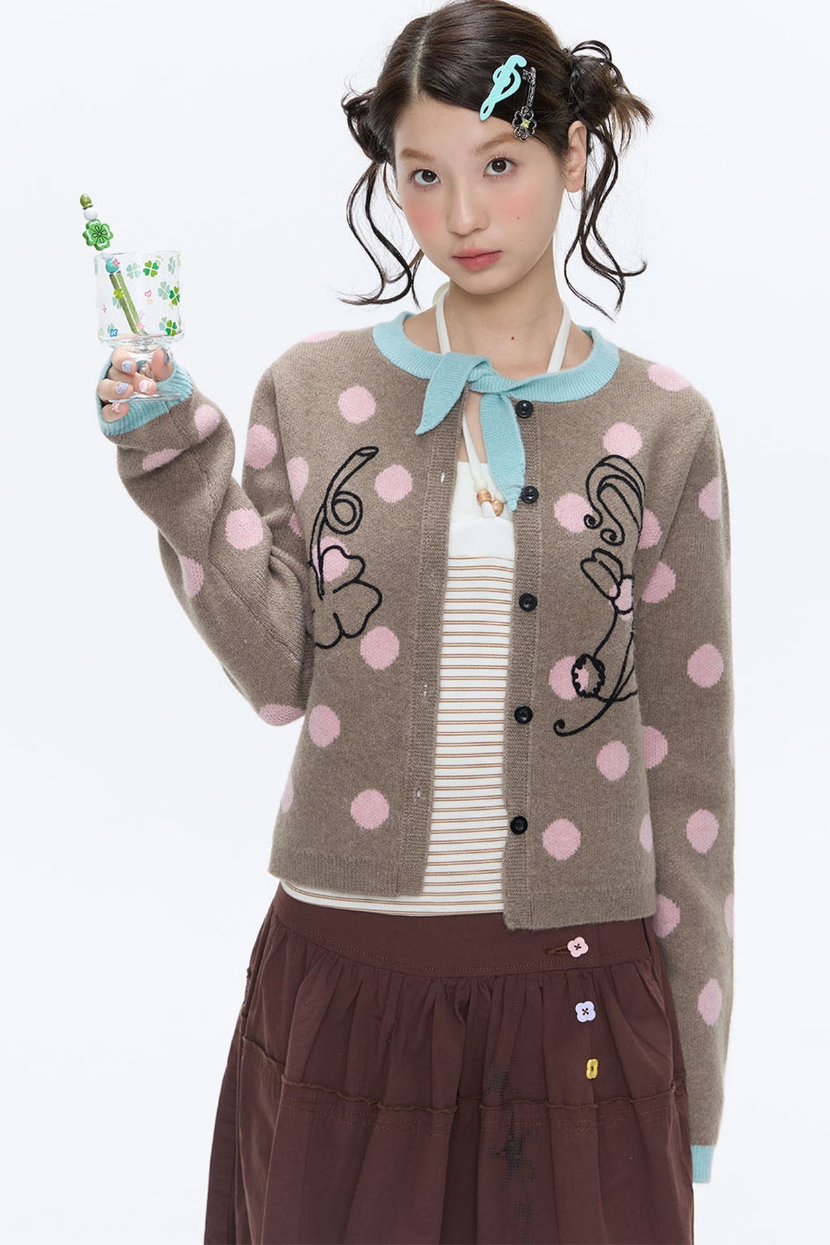 Mint Green Polka Dot Cardigan