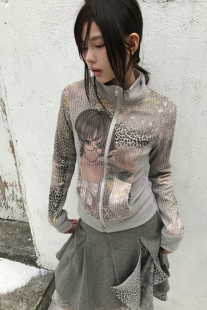 Cartoon Character Print Color-Blocked Sweatshirt