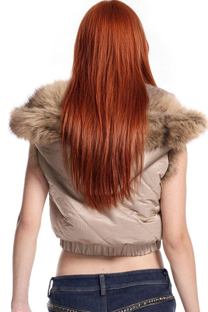 Reversible Detachable Fur Collar Vest