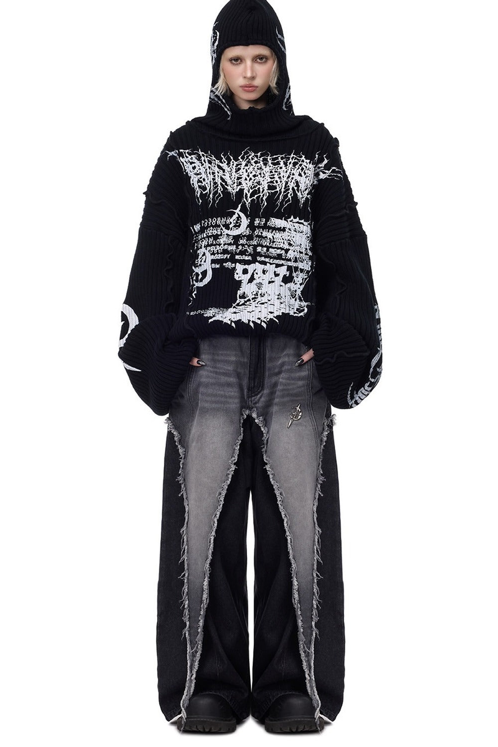 Y2K Patchwork Hooded Knit Hoodie