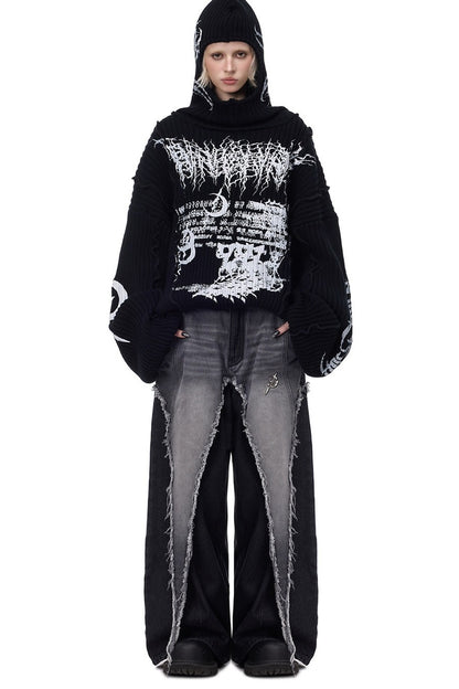 Y2K Patchwork Hooded Knit Hoodie