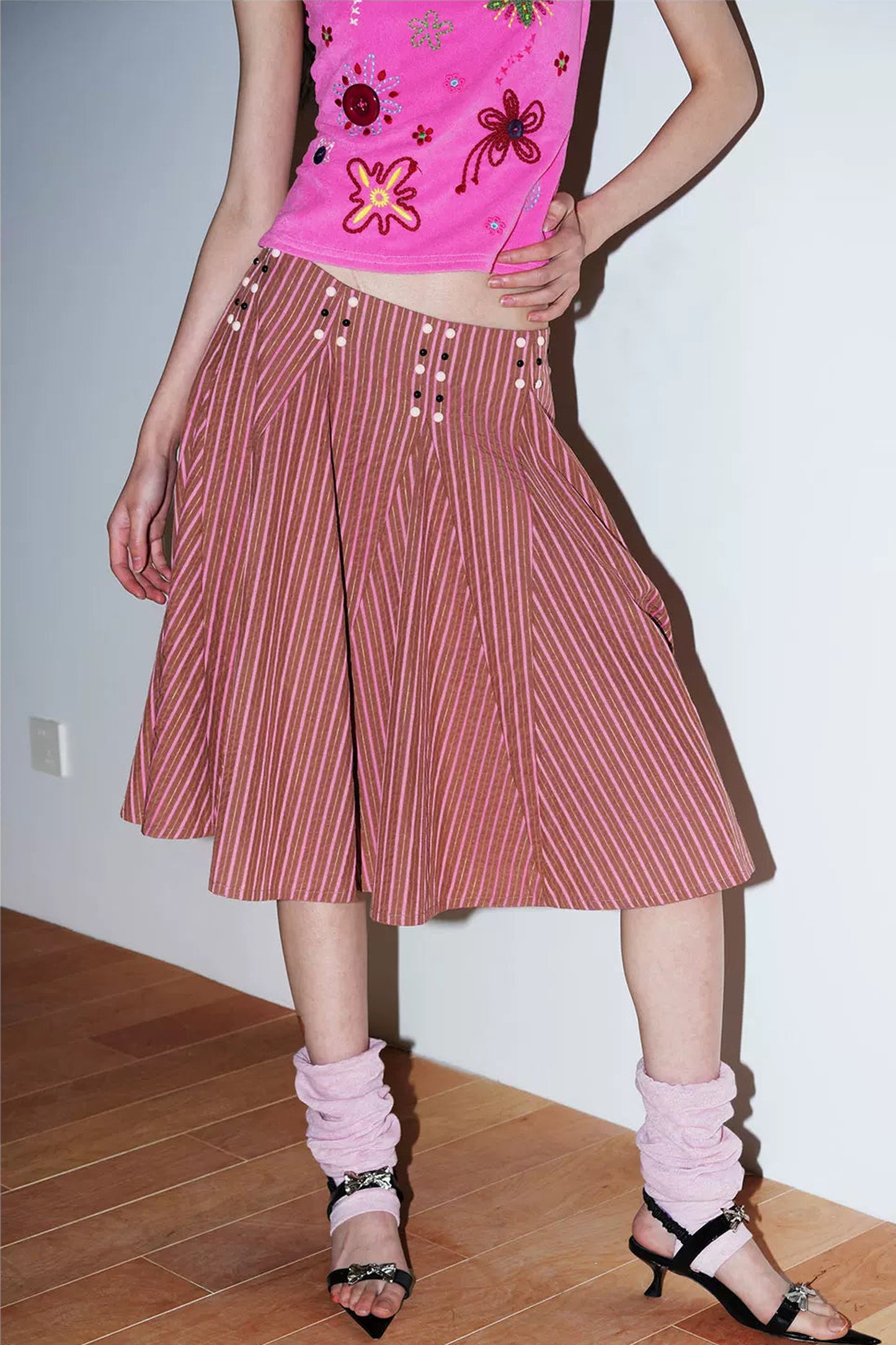 Retro Striped A-Line Skirt