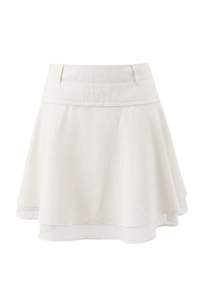 Ribbon Tie Cutout Top and A-Line Short Skirt Set-Up