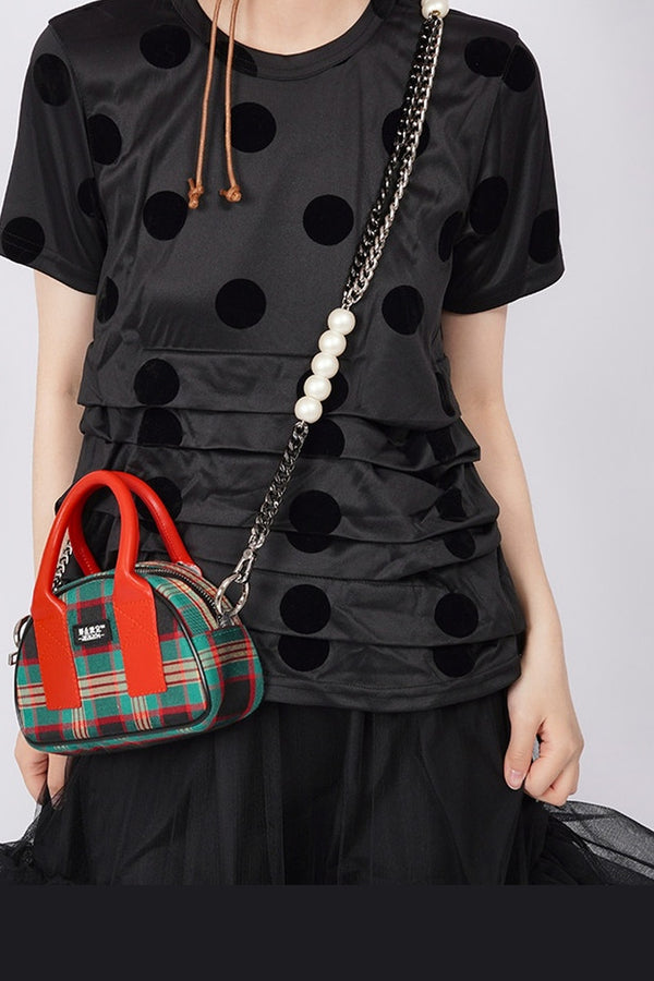 Plaid Color-Block Phone Bag