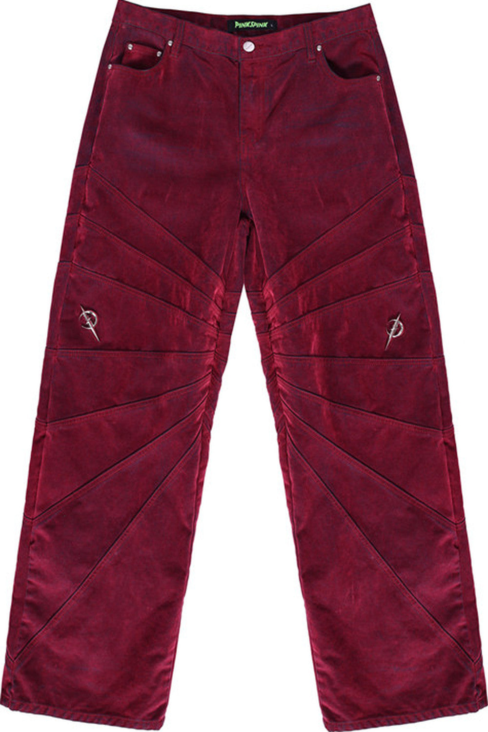 Red Ray Structure Velvet Loose Fit Jeans