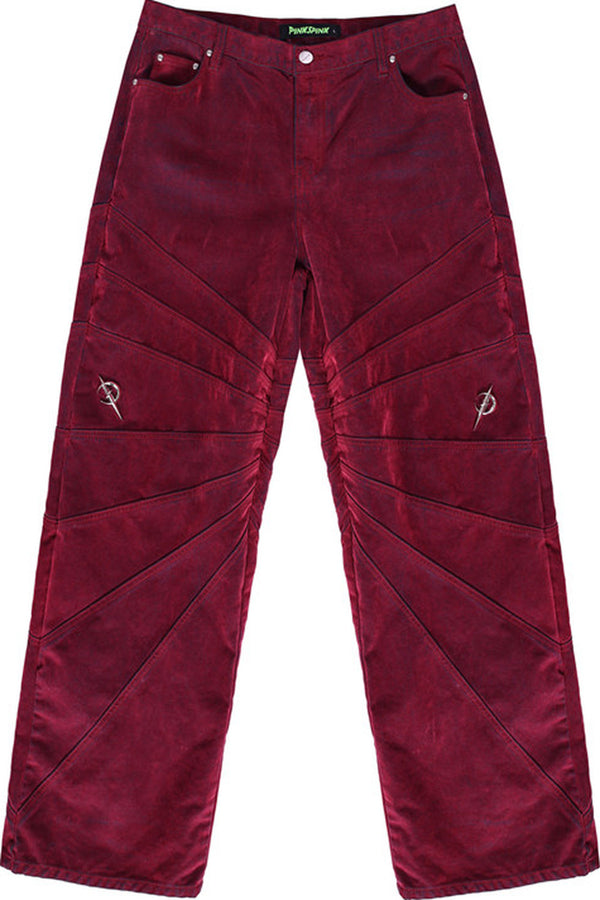 Red Ray Structure Velvet Loose Fit Jeans