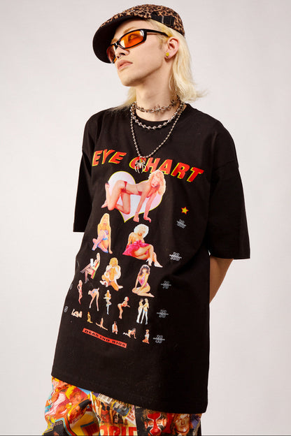 Eye Chart Oversized Graphic T-Shirt