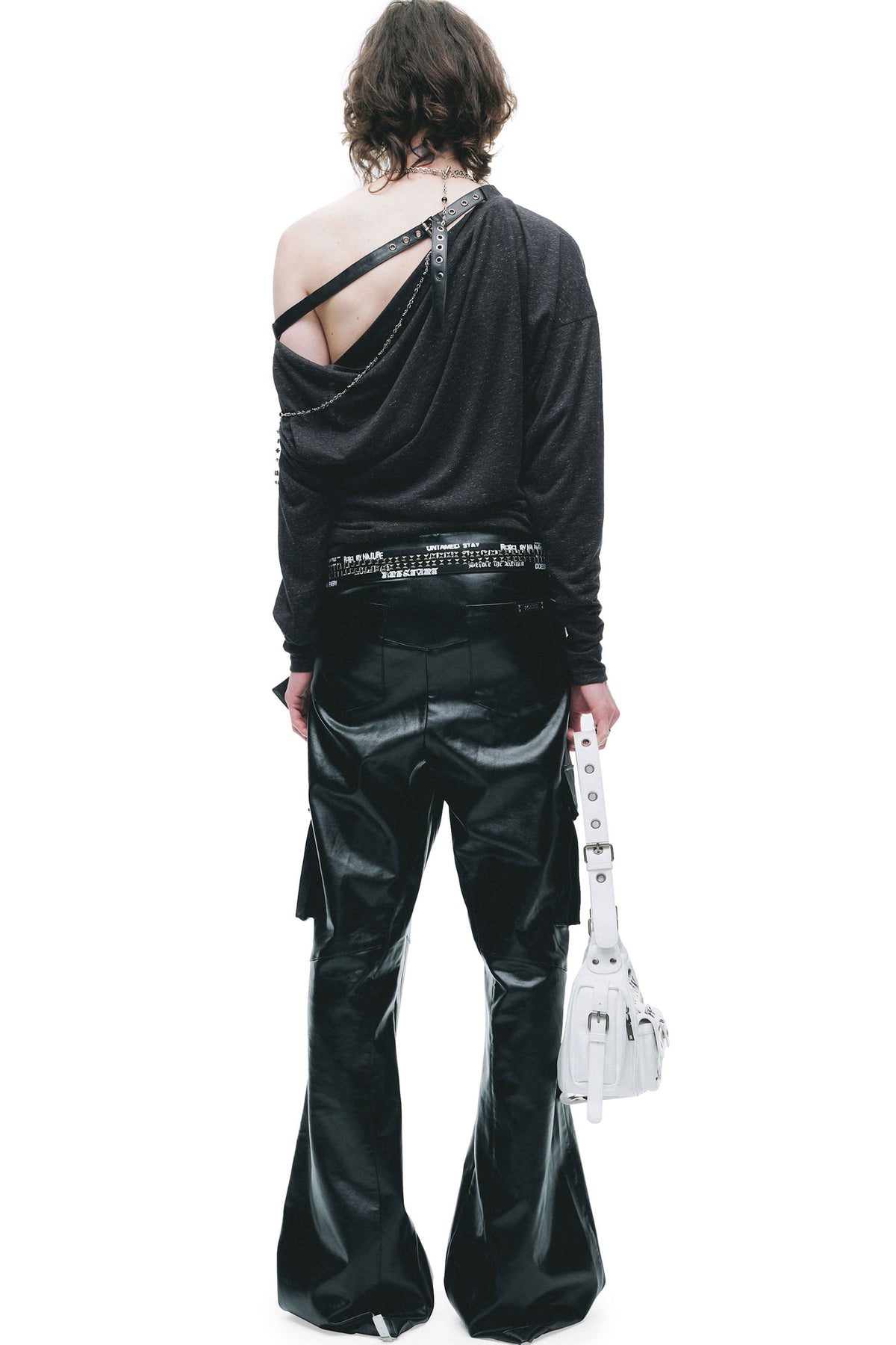 Asymmetrical Distressed Crushed Print T-Shirt