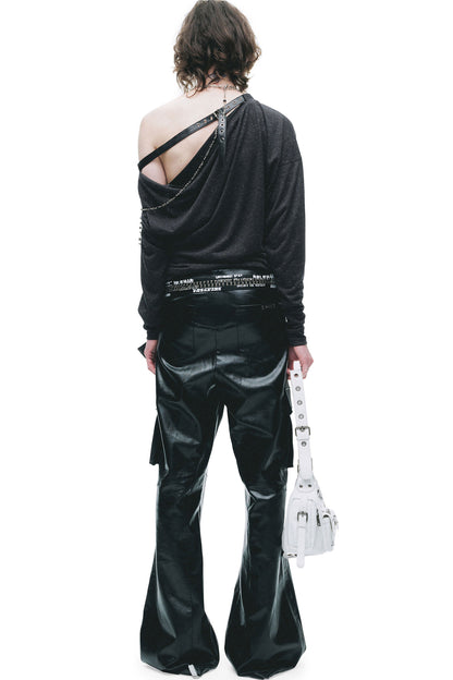 Asymmetrical Distressed Crushed Print T-Shirt
