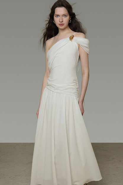 Asymmetrical Buckle A-Line Dress